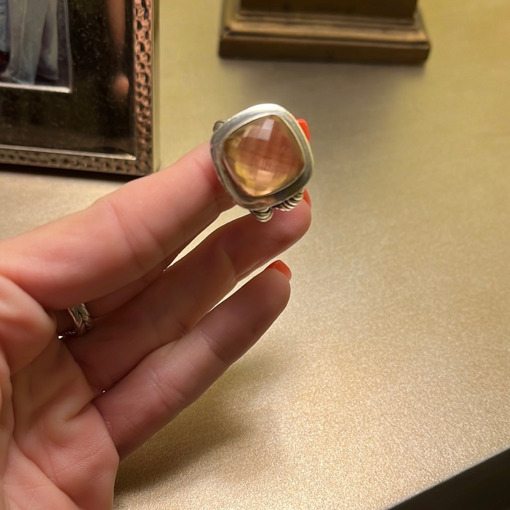 David Yurman 11mm Albion Ring Morganite Size 7, Authentic bag box. Authentic.